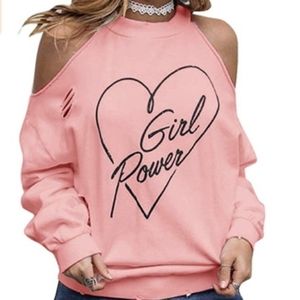 baby pink hoodie open shoulder